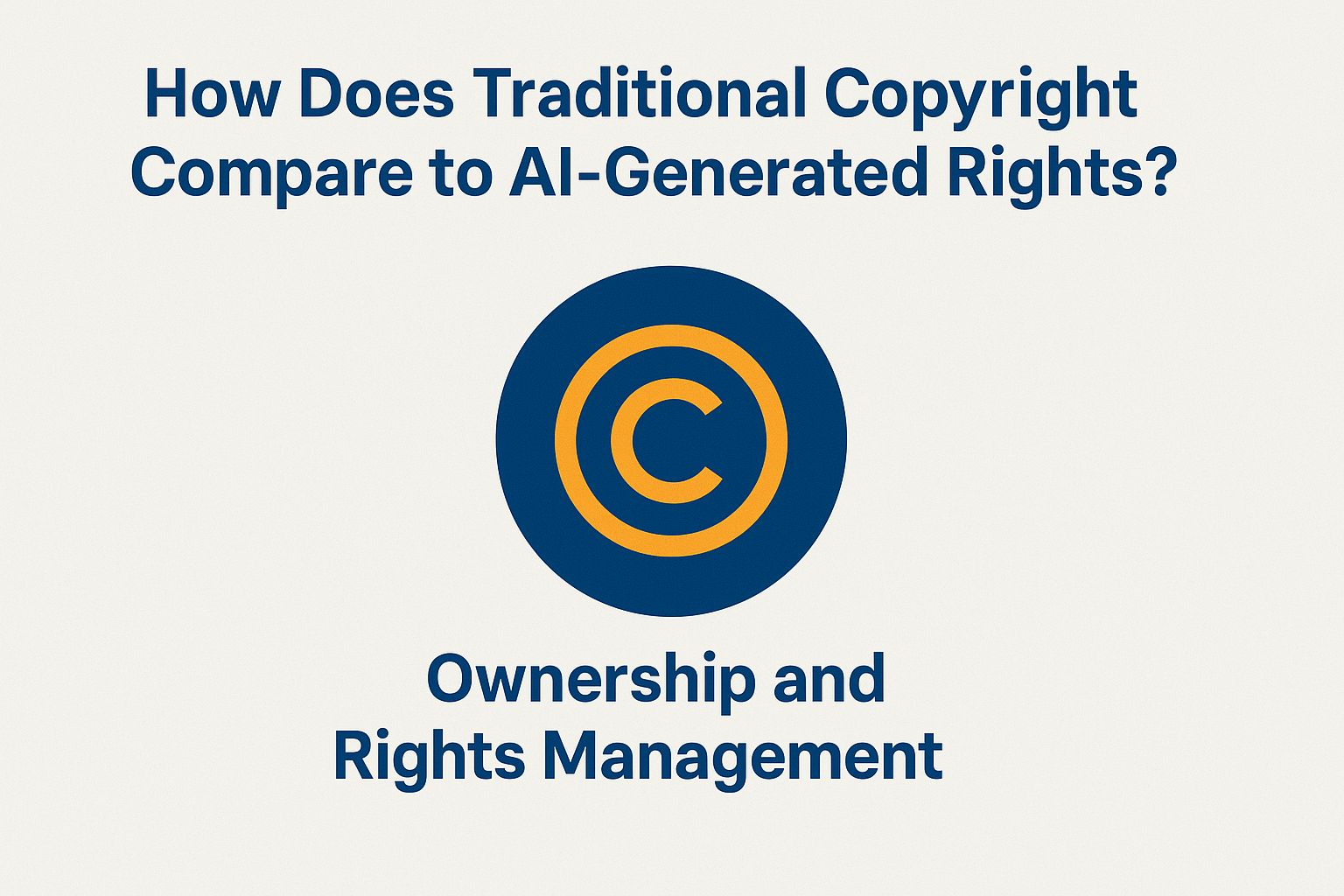 How traditional copyright compares to AI-generated rights, featuring copyright symbol and text on ownership and rights management.