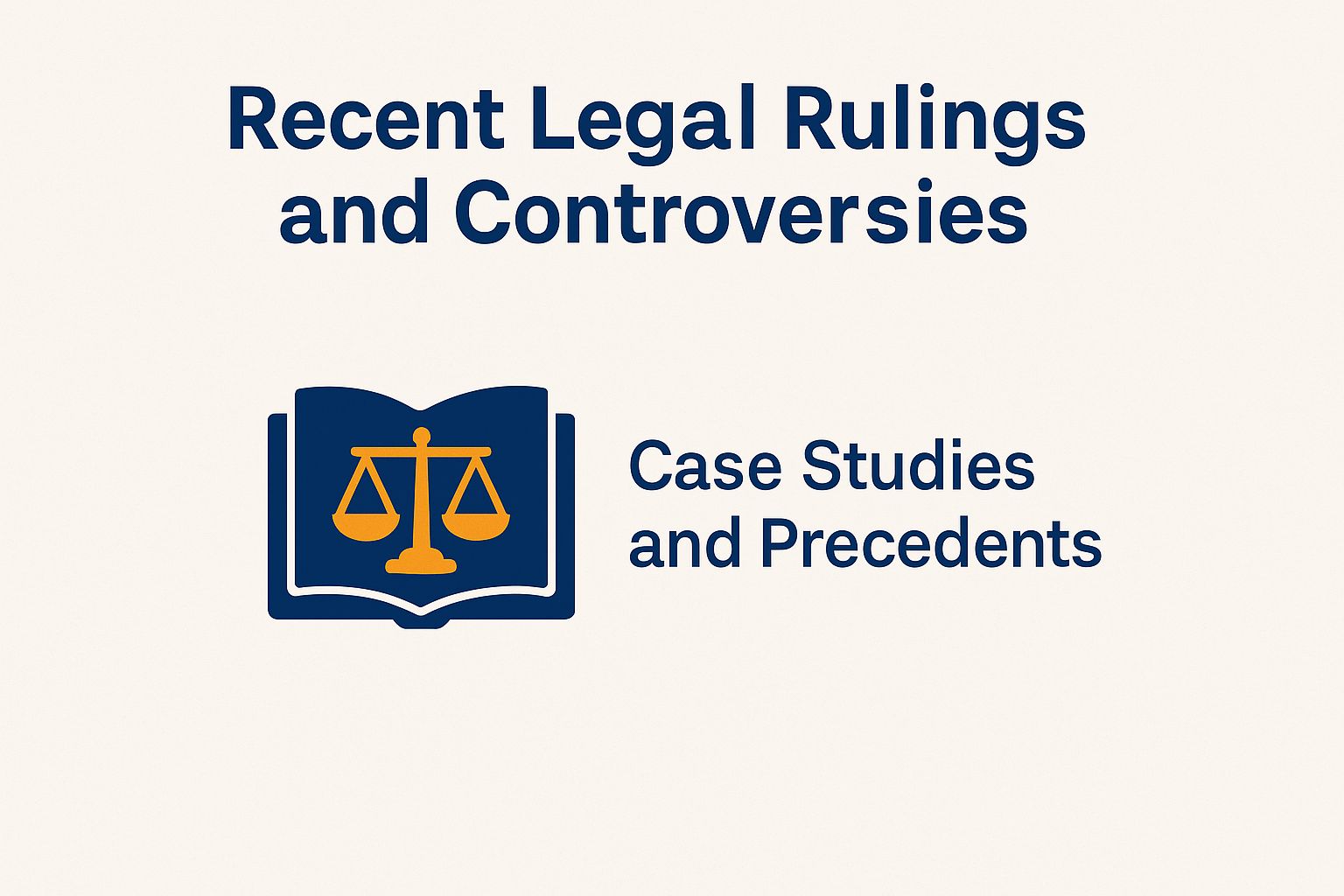 Recent legal rulings and controversies in AI music, featuring scales of justice icon and text on case studies and precedents.